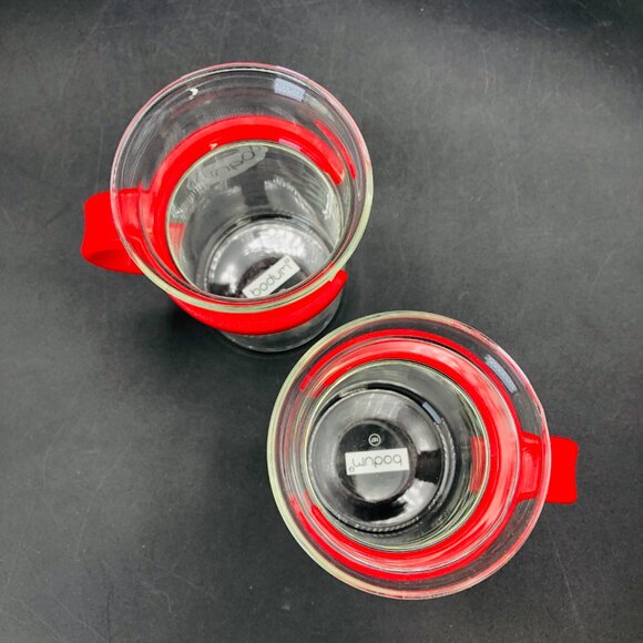 80s Bodum Denmark Red Round Handles Tall Coffee Cup PAIR Vintage Retro Kitchen - Picture 3 of 10